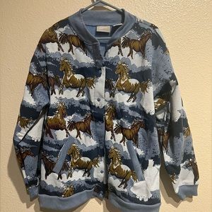 Vintage Blue‎ Blair 1990s Western Wild Horses Graphic Casual Jacket
